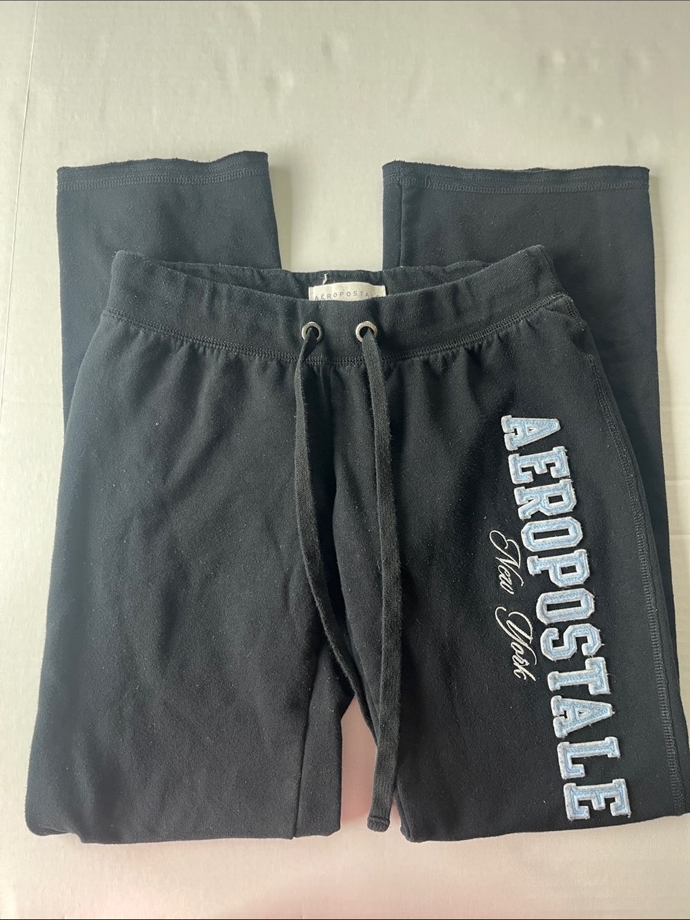 Aeropostale Black Fit and Flare Sweatpants with Light Blue Logo